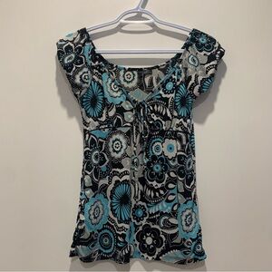 vintage y2k floral patterned babydoll top